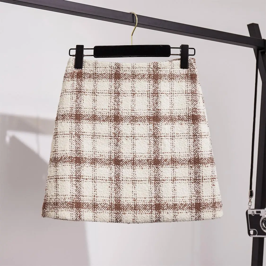 

Round Collar Fall And Winter A Word Skirt Clothing Set Knitting Sweater Two-Piece Outfit Women Knitwear Warm Top Grid Leisure