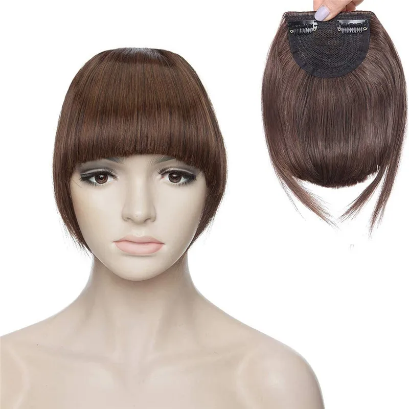 Clip In Bangs Hair Extensions Black Brown Blonde Fake Fringe hairpiece 25colors Synthetic blunt bangs for women images - 6