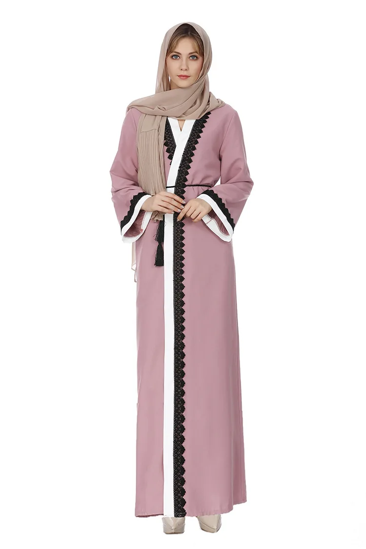 Мусульманское кружевное комбинированное пальто плащ-Кафтан для женщин Абая