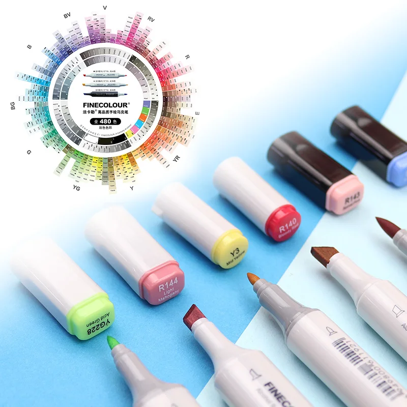 Художественные маркеры FINECOLOUR с двойной головкой EF100/EF101/EF102 240/160/480 цветов на