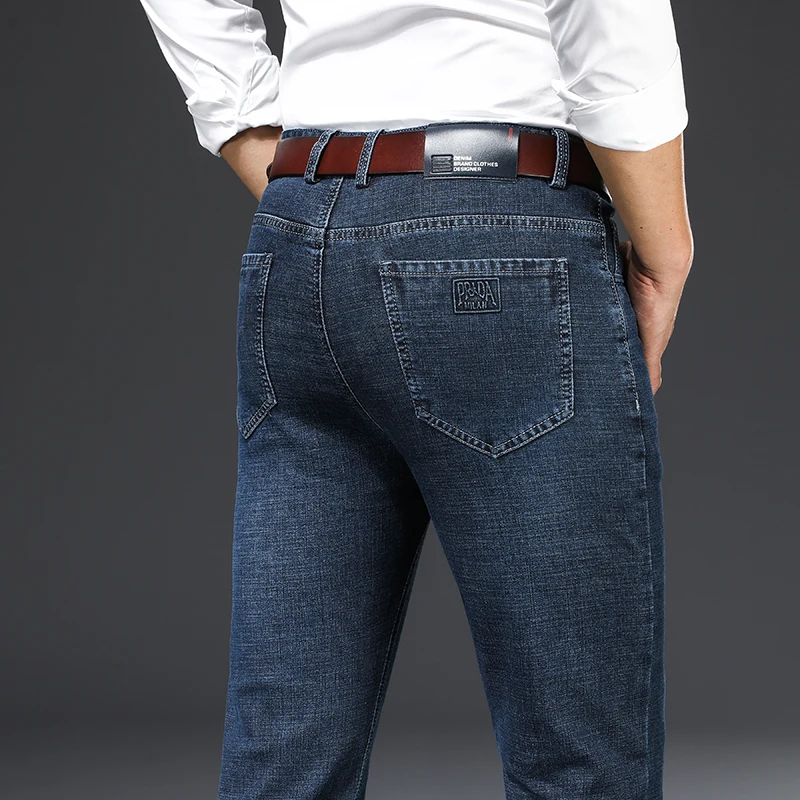 Men's Blue Black Stretch Casual Jeans 2021 Autumn Winter Business Straight Denim Pants Plus Size 40 Male Fashion Brand Clothing
