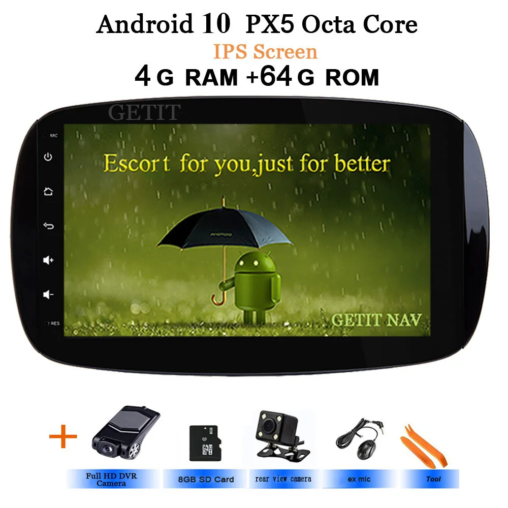 IPS-PX5-Rear-DVR cam " Android 10 автомобильная стереосистема радио многопользовательский для Benz Smart Fortwo радио Wi-Fi BT автомагнитолы gps навигации - Цвет: IPS-PX5-Rear-DVR cam
