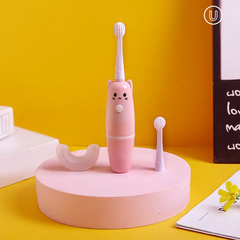

Children U Shaped Electric Toothbrush Waterproof Food Grade Teeth Silicone Cleaning Brush Battery Operated For 3-12 Children
