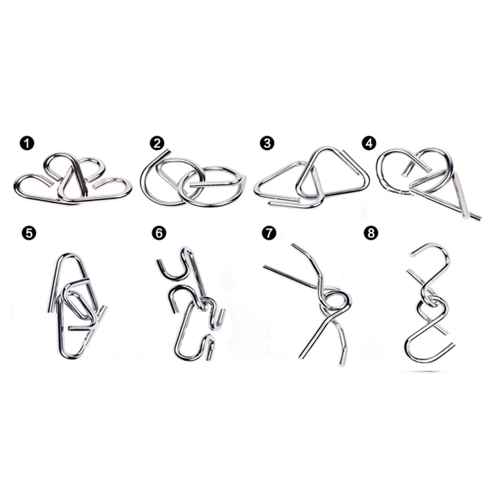 8 шт./компл. металлических материалов головоломка Монтессори провода IQ Разум