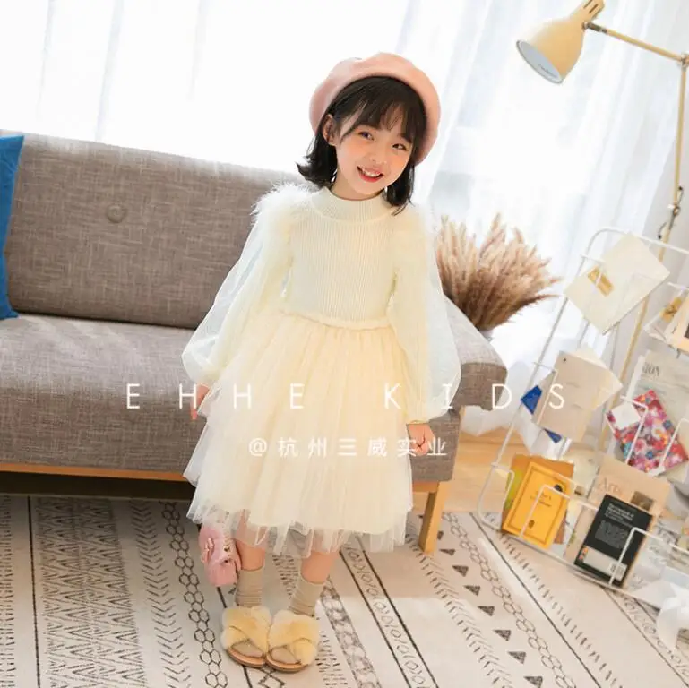 Новинка 2019 года модные кружевные платья-свитера в стиле пэчворк для малышей