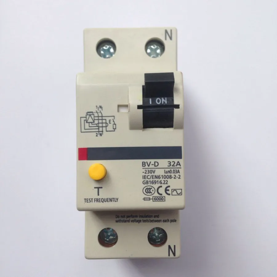 

BV-D 2P Miniature Earth Leakage Circuit Breaker 6A 16A 20A 25A 32A 40A 63A Residual Current Circuit breaker RCBO MCCB