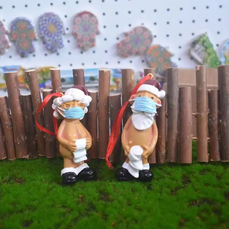 

Christmas Funny Respirator Naked Santa Claus Pendant Male and Female Santa Claus Christmas Decorations Miniatures Crafts