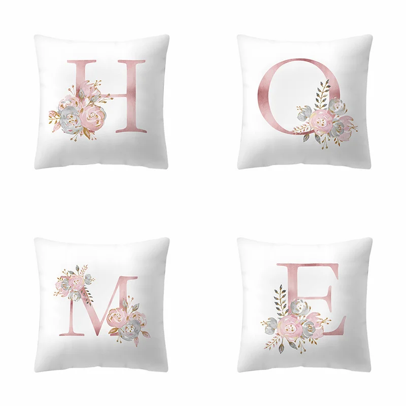 

Cushion Cover 45x45 Pink Letter Polyester Pillowcase Sofa Cushions Decorative Throw Pillows Cover Car Cushion Home Decoration