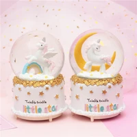1015 8cm unicorn crystal snow globes glass music box snowball home office interior decoration christmas valentines day gifts