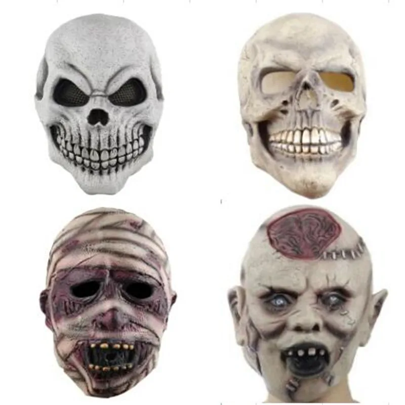 

Halloween Skull Latex Mask Zombie Horror Face Mask Cosplay Scary Mask Headgear Ghost House Prop Holiday Party Decoration 2021