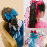children cute ribbon lace bow hair clips pure color ribbon braided hairpin for daily
