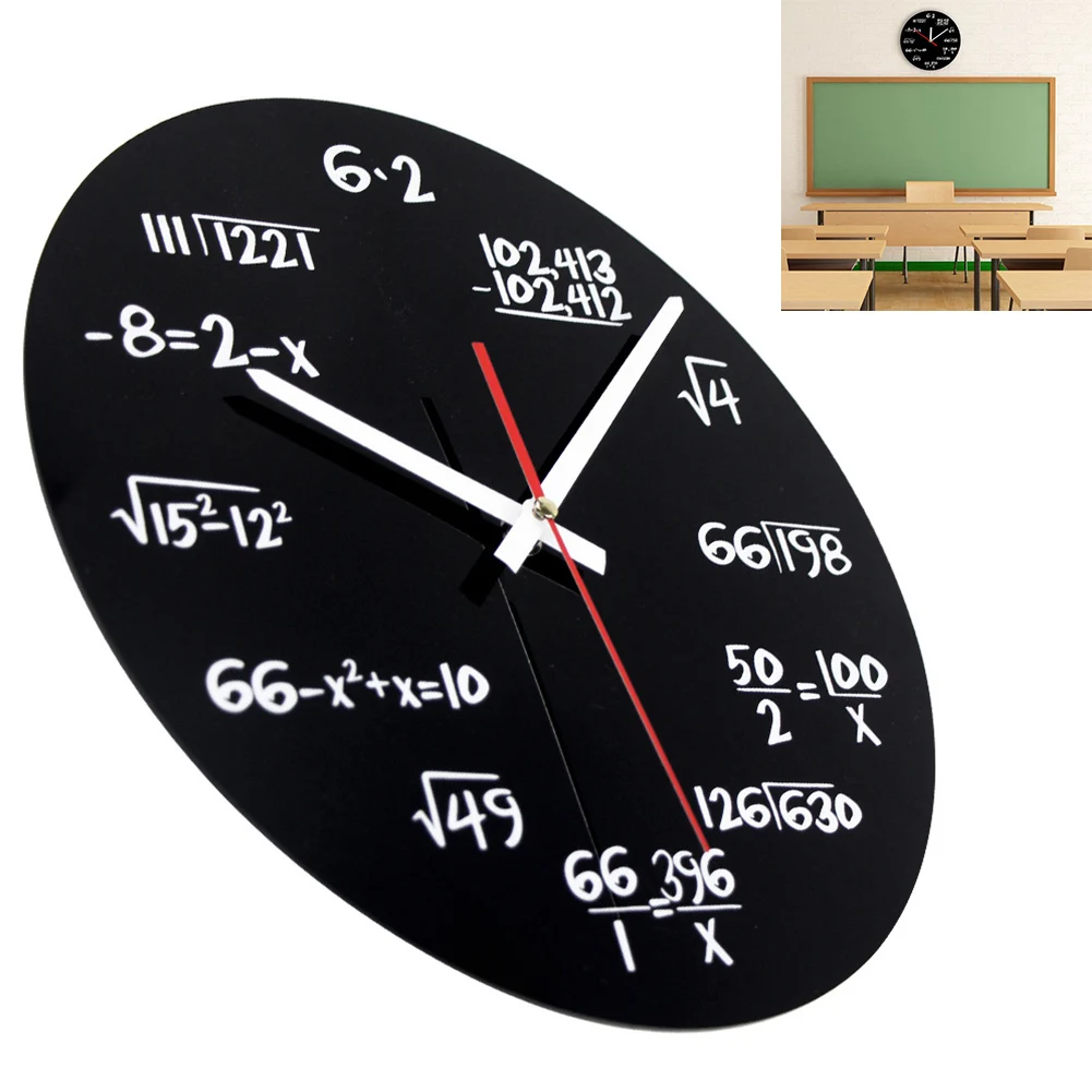 Acrylic Wall Clock Math Equation Modern Each Hour Marked By a Function |