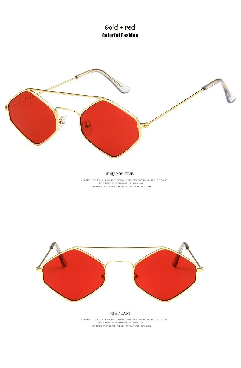 

Retro Rhombus Sunglasses Men Polygon Sun Glasses Women Vintage Small Metal Eyewear Shades for Ladies UV400