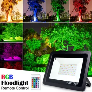 RGB светодиодный светильник, водонепроницаемый, 100 Вт, 50 Вт, 220 В, 230 В, цветной, с дистанционным управлением, Уличный настенный светильник, садовый проектор
