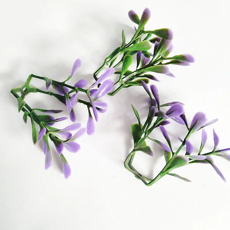 100 шт Мини ядро Stamen diy бонсай декоративные аксессуары цветочный горшок наполнение украшения поддельные растения DIY ВЕНОК поддельные цветы - Цвет: Purple leaves