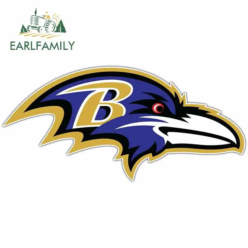 EARLFAMILY 13 см x 6,3 см для футбольная команда «Балтимор Рэйвенс» машина, бампер, окно наклейки из серии "сделай сам" с принтом средства ухода за кожей для автомобиля виниловая пленка для оклеивания автомобилей, Обёрточная бумага
