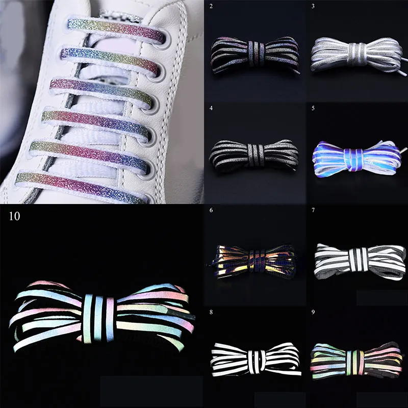 

1Pair Reflective Shoelaces Laser Sequin Shoelace Weave Braided Bracelet Sneakers Running Shoes Lace Adult children Shoe Strings