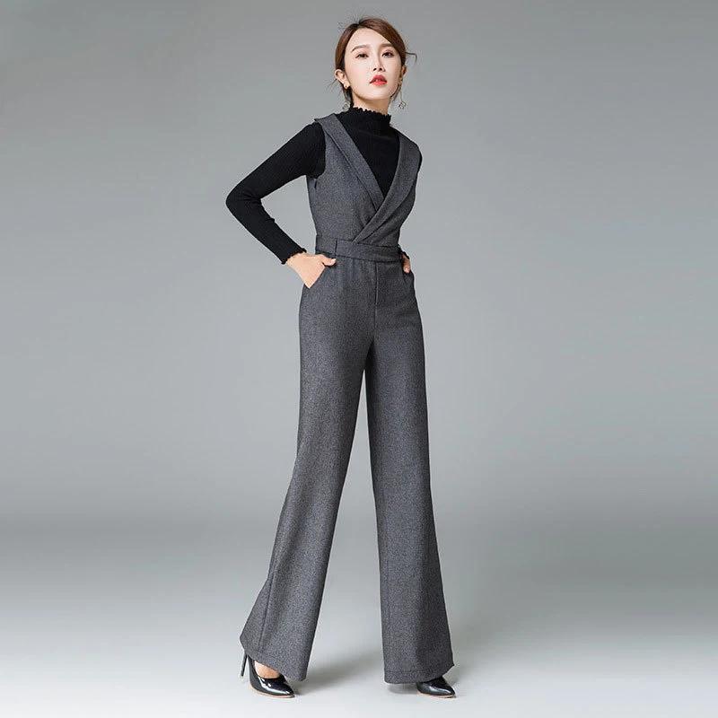 Новинка 2020 женский комбинезон черного и серого цвета на осень зиму рабочая