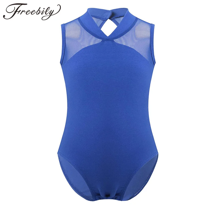 

Комбинезон для балета и танца, без рукавов, трико для гимнастики, детское однотонное хлопковое Сетчатое балетное трико для девочек, танцева...