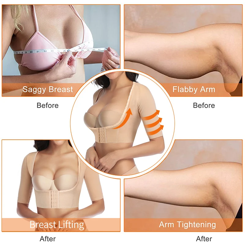 Women's Slimming Underwear Arm Shapers Posture Back Corset Binder Chest Compression Sleeves Posture Corrector Shapewear Tops