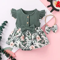 newborn baby girls romper summer cotton linen bow floral romper dress infant jumpsuit bodysuit girl clothes 6 12 18 24 months