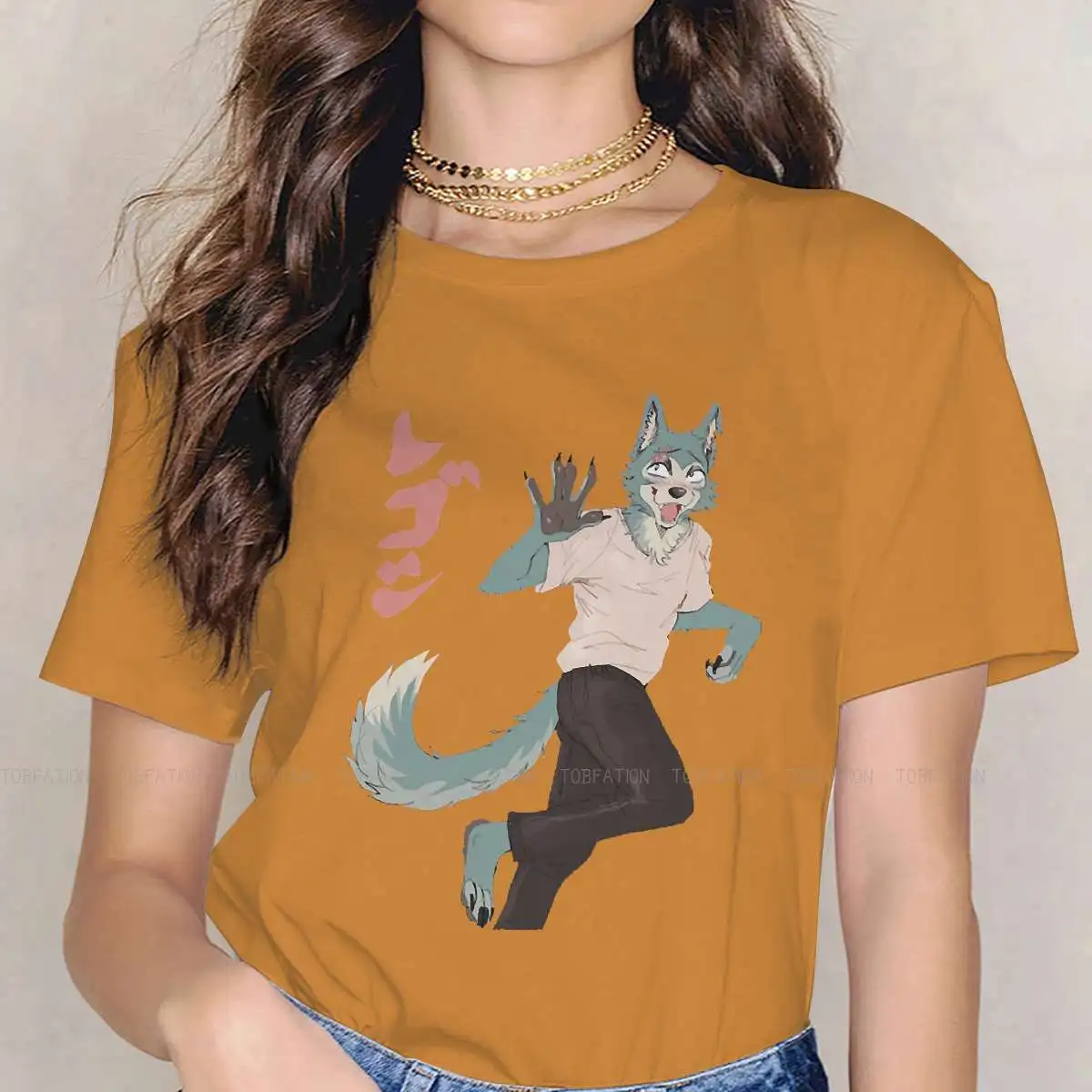 

Beastars Legoshi Wolf Haru Manga Anime Crewneck TShirts Vintage Personalize Woman's T Shirt Hipster Tops