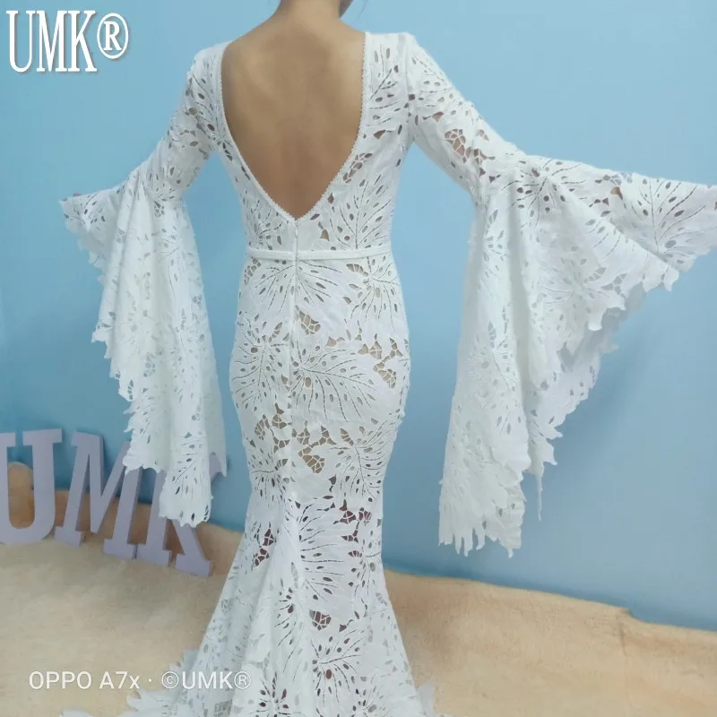 Уникальное кружевное свадебное платье UMK в стиле бохо с листьями винтажные
