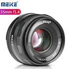 Объектив с ручной фокусировкой Meike 35 мм f1.4 для Sony E-mount A7R A7S A6500 A7фотосессия Fujiфотокамера без зеркала Canon M6 M43