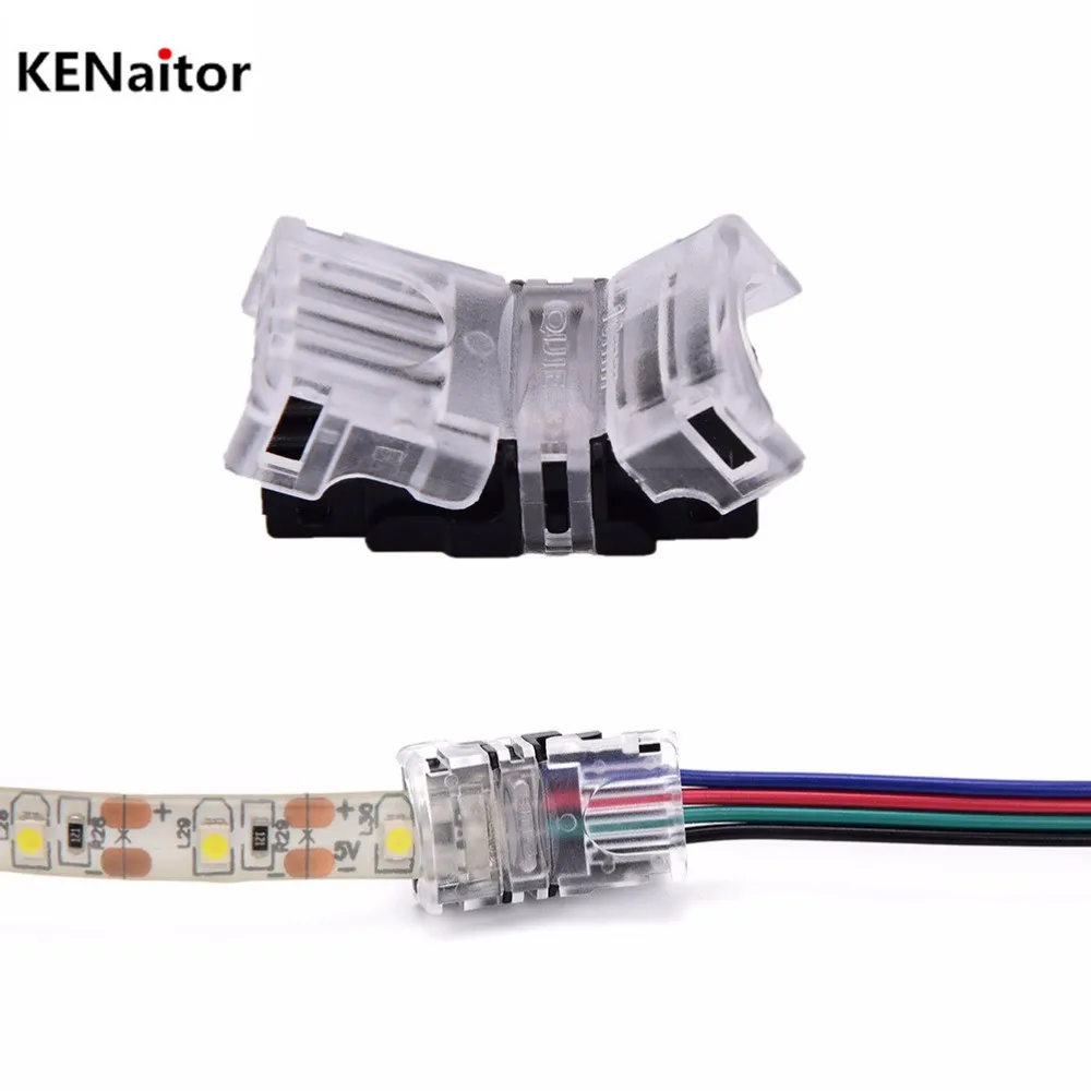 RGB-коннектор Ip65 5 шт./лот 4 контакта 10 мм для светодиодных лент 5050 SMD