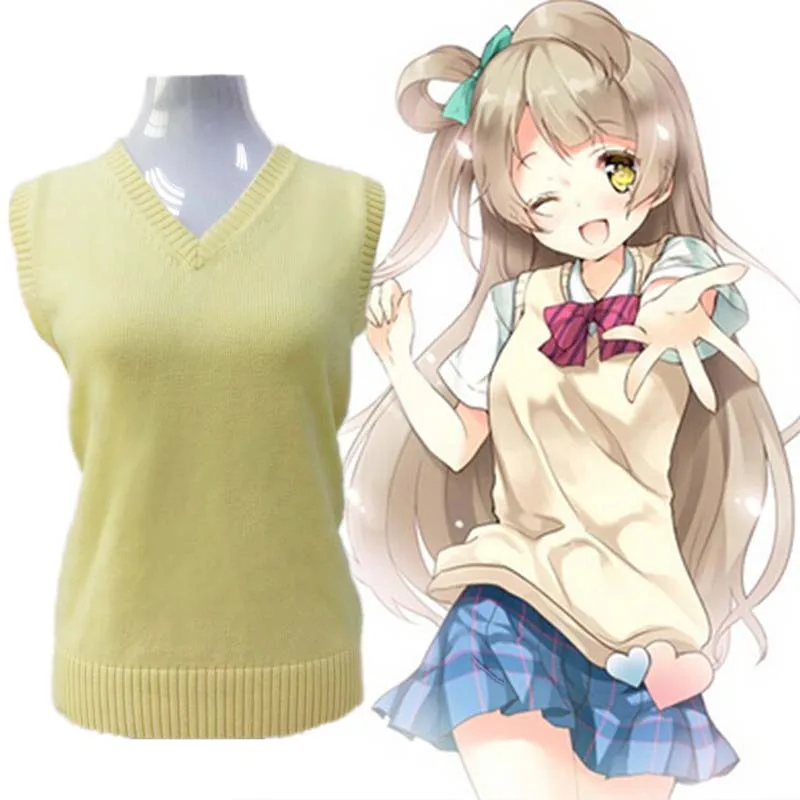

Anime Lovelive! Minami Kotori costume Sweaters vest Love live Girl School uniform Cosplay Outfit Women Knitted sweaters + Skirt