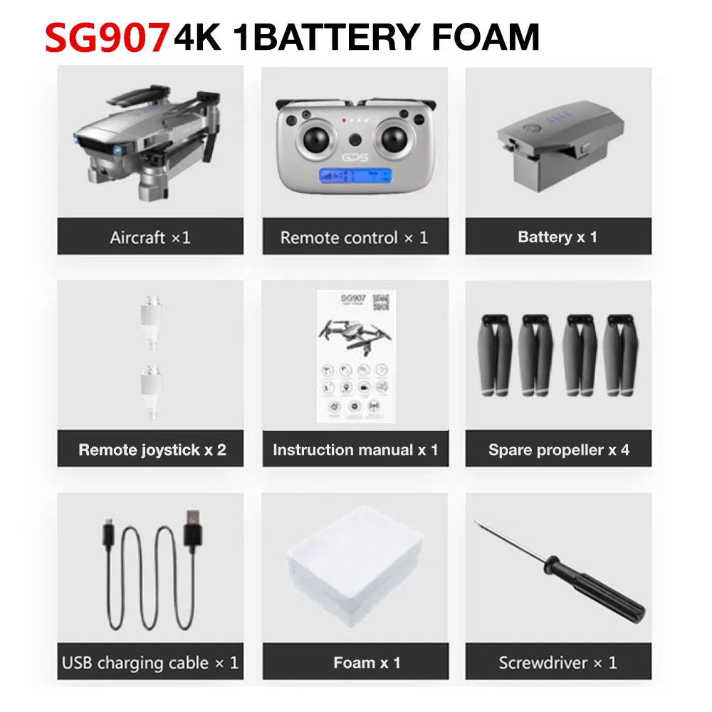 SG907 4K GPS 1B SG907/SG901 Дрон gps 4K HD x50 зум Камера 5G wifi FPV Профессиональный Квадрокоптер RC вертолет складной селфи дроны Рождество - Цвет: SG907 4K GPS 1B