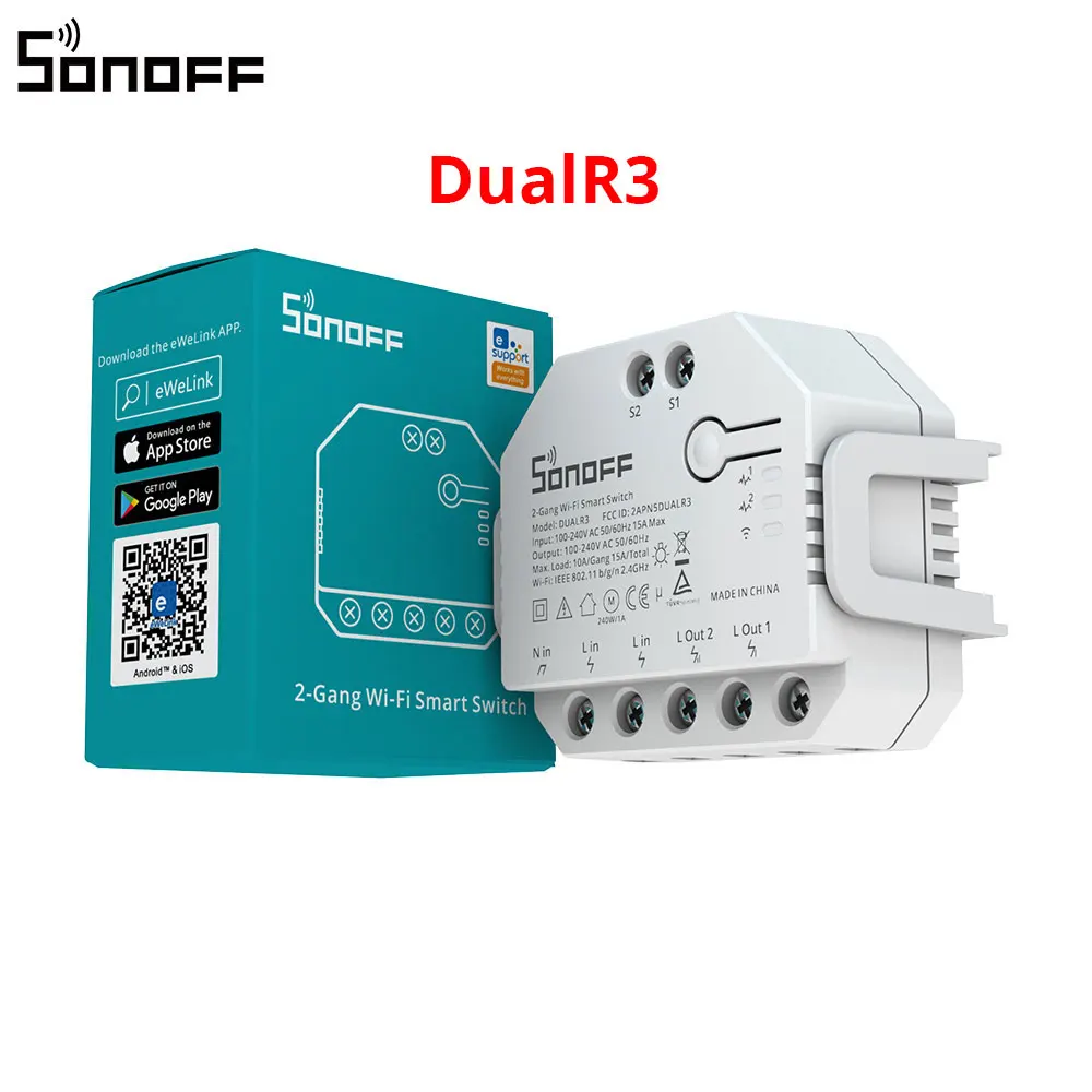 

SONOFF DUALR3 Умный двухклавишный выключатель