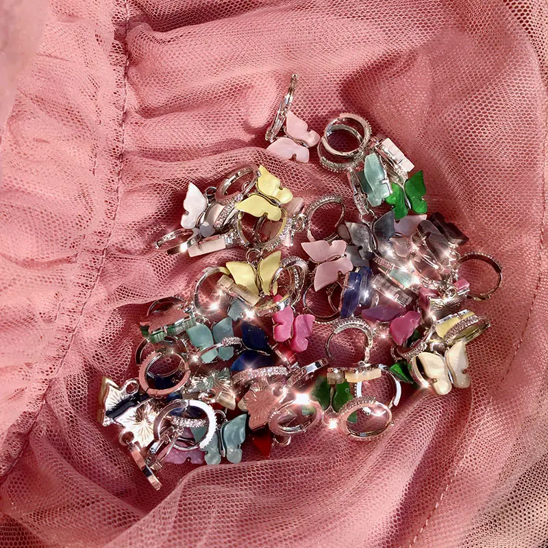 JJFOUCS изысканные серьги-обручи в форме бабочки серьги для девочек серебряного