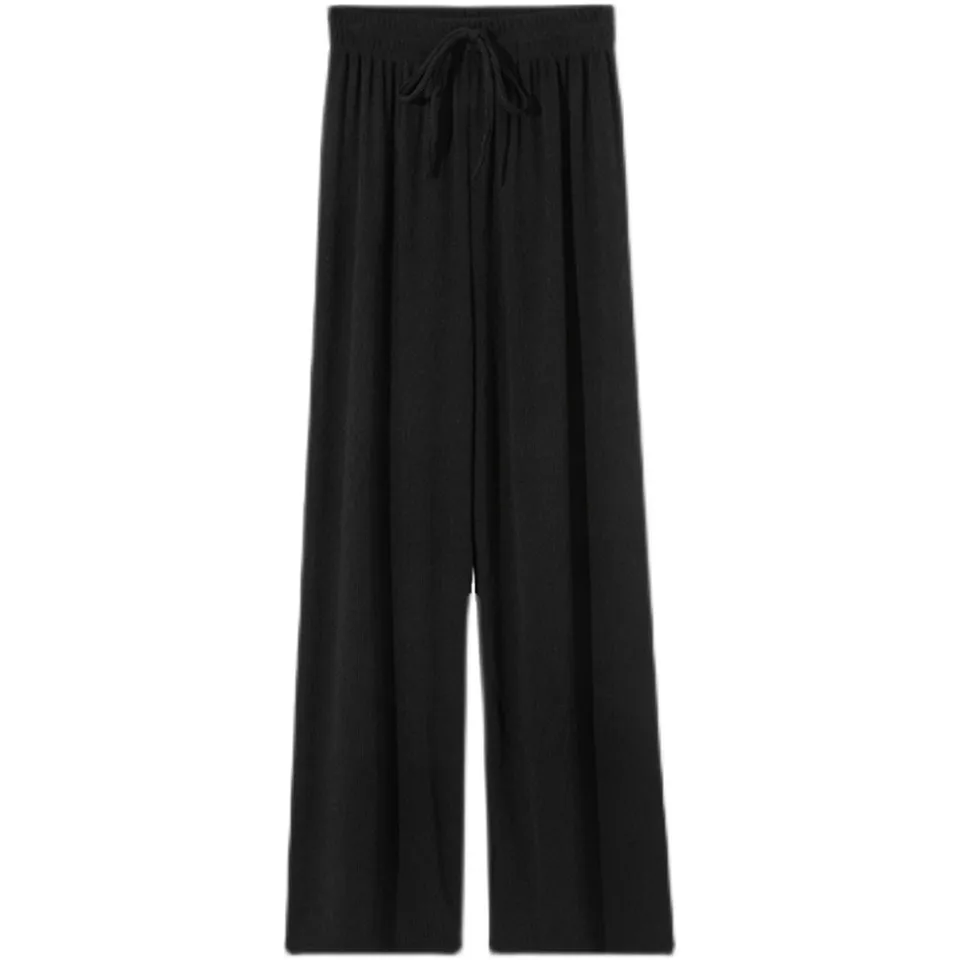 

Thin Wide Leg Pants Women High Waist Pants Summer Mopping All-match Slacks Pants Female Ankle-Length Long Trousers Slacks