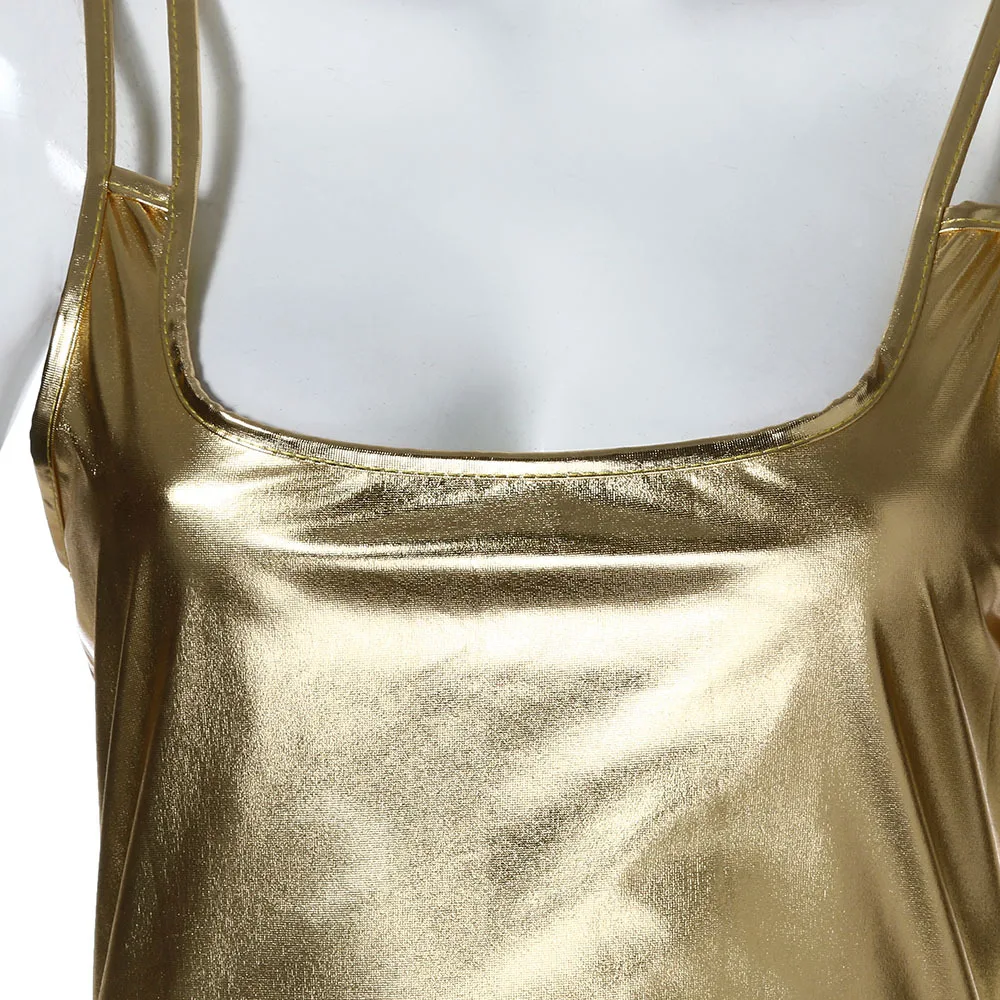 

Sexy patent leather tight-fitting suspender dress crossover ultra-short stage nightclub patent leather suspender skirt