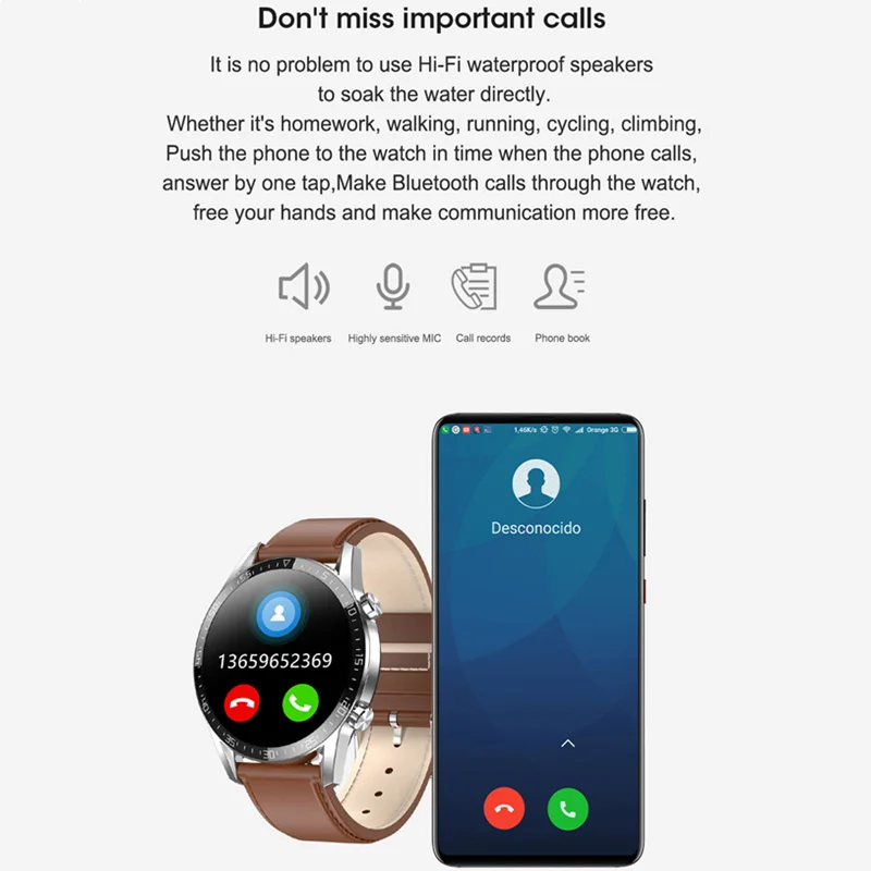 

Bluetooth Call L13C Smart Watch ECG Heart Rate Blood Pressure Oxygen Waterproof IP68 Notifications Whatsapp Smartwatch Men