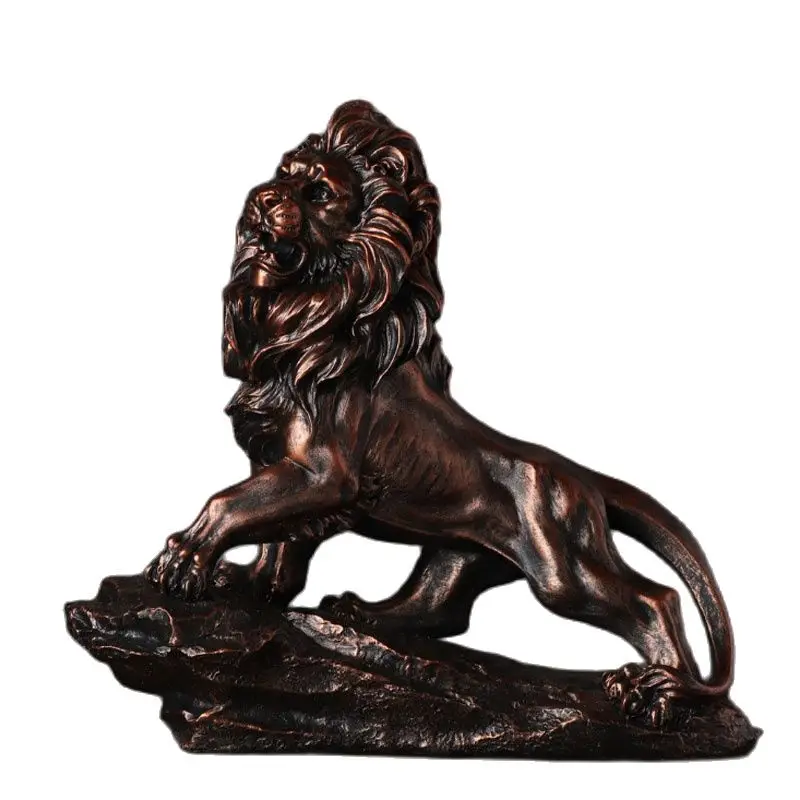 

Antique Lion Figurines Resin Retro Sculpture Home Office Decoration Accessories Receiption Table Display Mascot Business Gifts