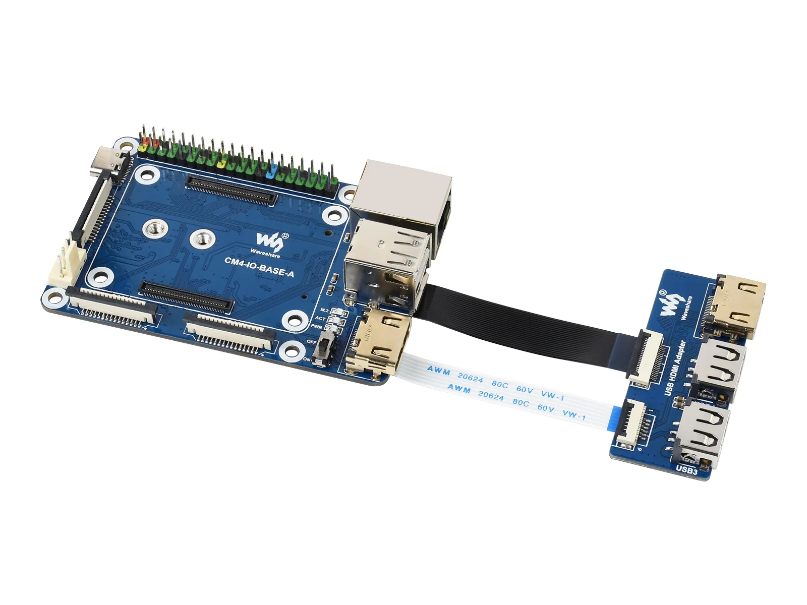 

Waveshare CM4-IO-BASE-A + USB HDMI Adapter, for Raspberry Pi Compute Module 4