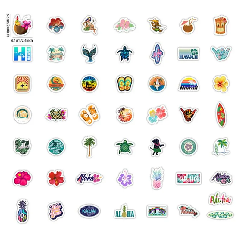 

10/30/50PCS Hawaii holiday landscape colorful hand account summer small fresh decoration waterproof stickers graffiti wholesale