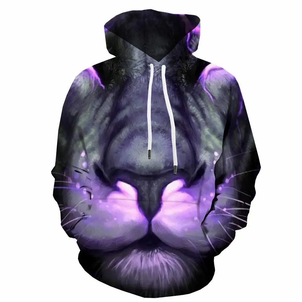 

Толстовка мужская с 3D-принтом льва, Повседневная Уличная толстовка с капюшоном с принтом молнии, в стиле хип-хоп, с карманами, унисекс
