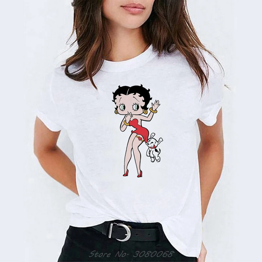 Betty Boop футболка женская летняя Эстетическая женская одежда футболка с Микки Маусом Женская Модная стильная женская футболка
