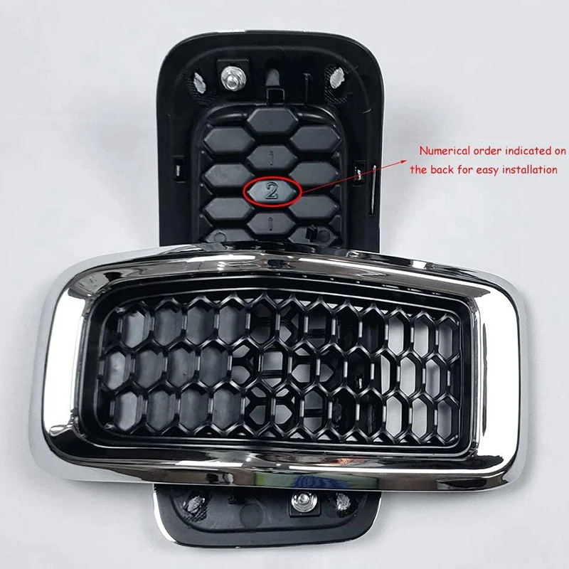

Pack of 7 Chrome Ring Black Mesh Honeycomb Front Grill Inserts Chrome Grille Rings Trim for Jeep Cherokee 2014-2018