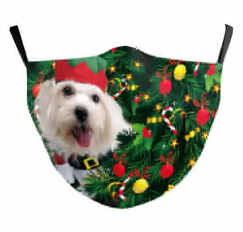 

Christmas Print Face Mask Husky Dogs Cats Reusable Washable Covering Sale