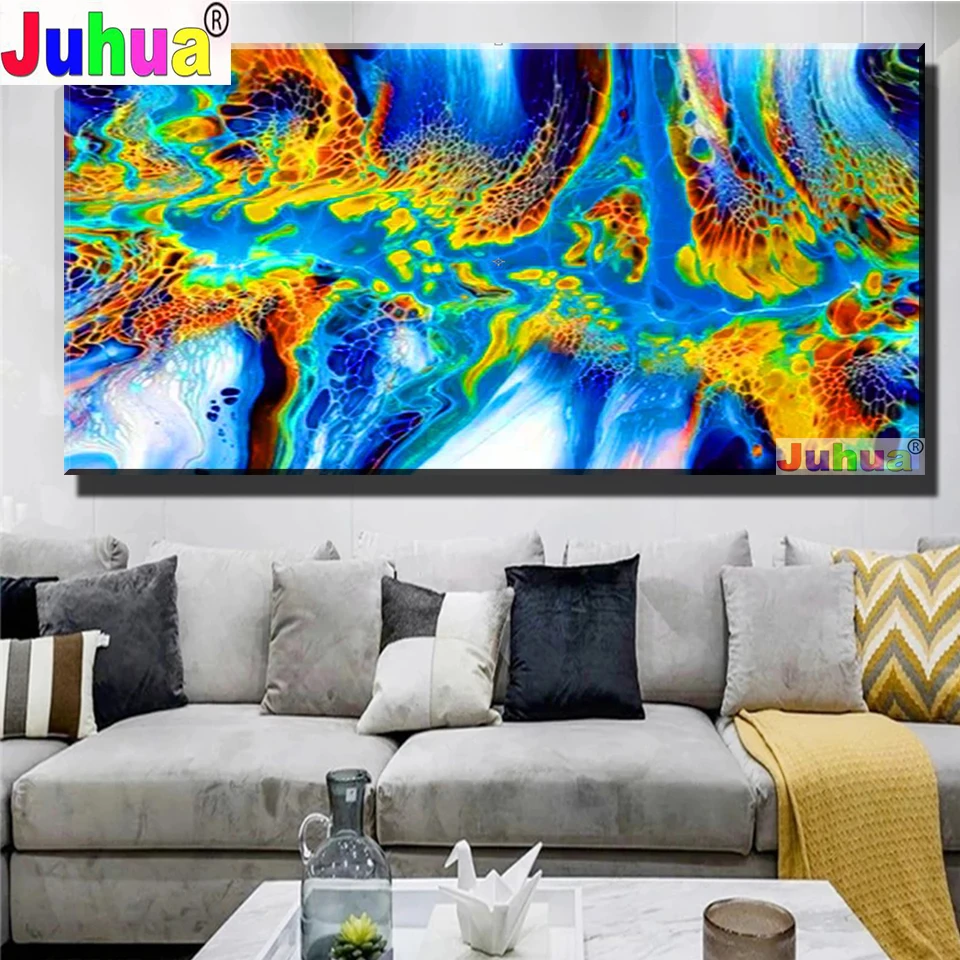 

5D алмазная живопись абстрактная красочная река полная квадратная/круглая картина Стразы Вышивка пейзаж мозаика домашний декор