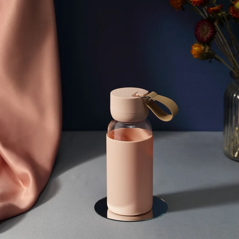 

400ML glass silicone anti-scalding creative water cup single layer cup gift customization outdoor travel easy to carry