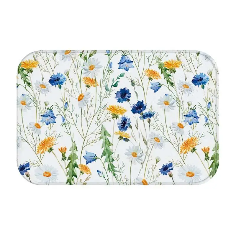 Тропические растения фланелевый нескользящий коврик для ванной комнаты дверной