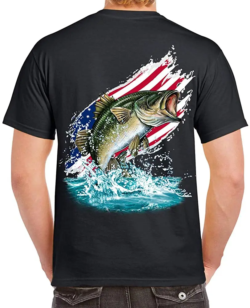 

Bass America Flag Fishing T-Shirt Summer Cotton Short Sleeve O-Neck Men's T Shirt New S-3XL
