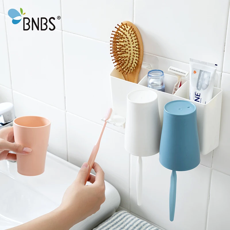 BNBS Wall Toothbrush Toothpaste Holder Bathroom Accessories Organizer For Toothbrushes Tooth Brush Cup Products | Дом и сад