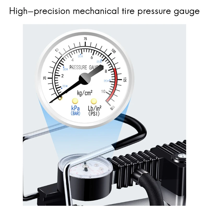 

Portable Air Compressor Tire Inflator - Car Tire Pump with Mechanical Pressure Gauge (150 Psi 12V DC)