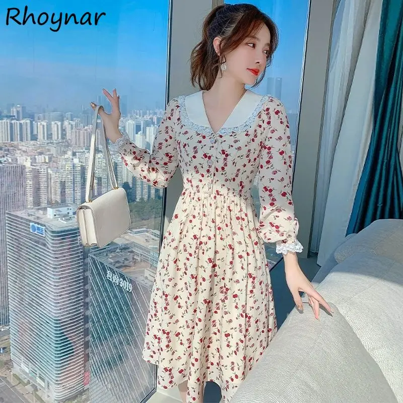 

Женское летнее платье, нежное, простое, новое, милое, с круглым воротником, шикарное, винтажное, повседневное, элегантное, цветочное, в Корейс...